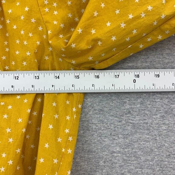 Madewell Blouse Womens Extra Small Yellow Star Scatter Wrap Cropped Top Cotton - Picture 4 of 6